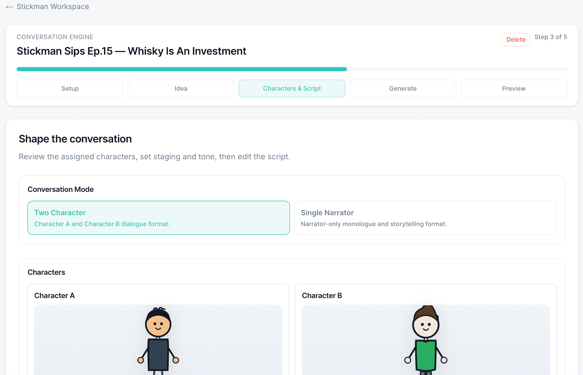 Conversation workflow script editor